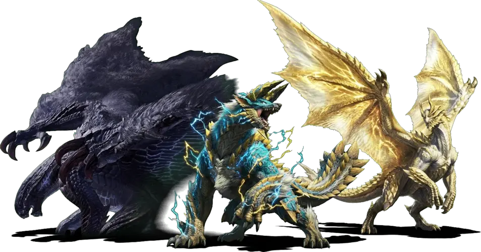 Gore Magala, Zinogre, and Shagaru Magala